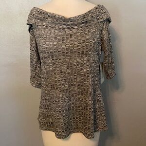 NWT Lily White 3/4 Sleeve Top XL Gray Drape Neck